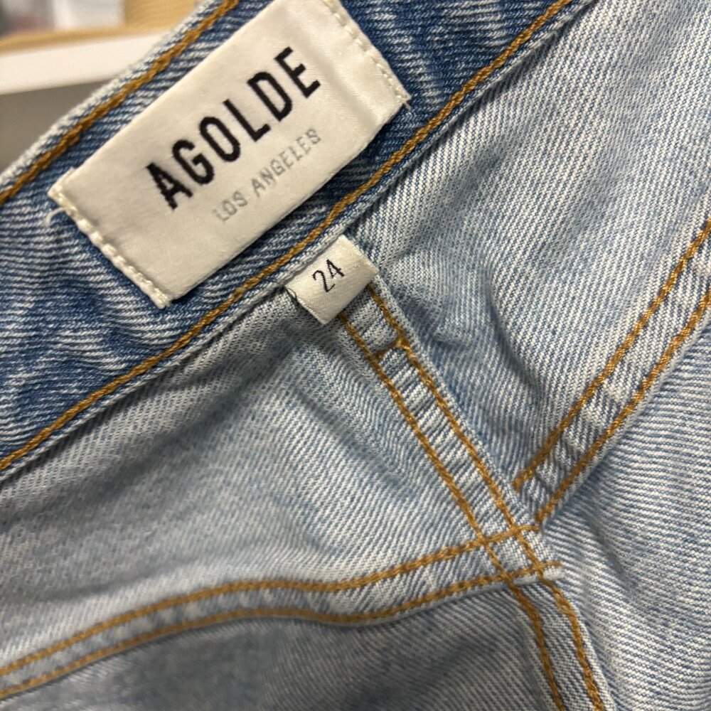 AGOLDE (Los Angelos) Straight Jeans in Light Wash Size 24 Distressed - Picture 13 of 14